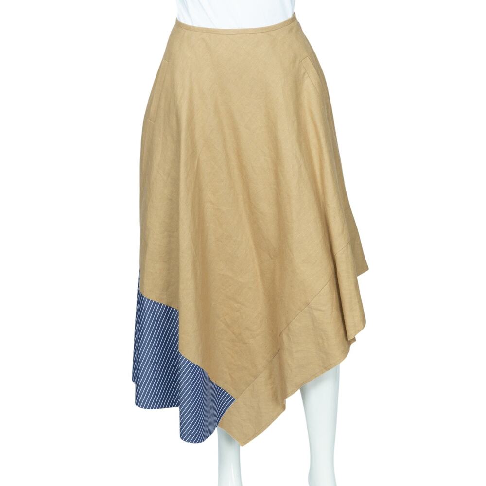 LOEWE Beige Cotton Asymmetric Midi Skirt Size 34 US 2